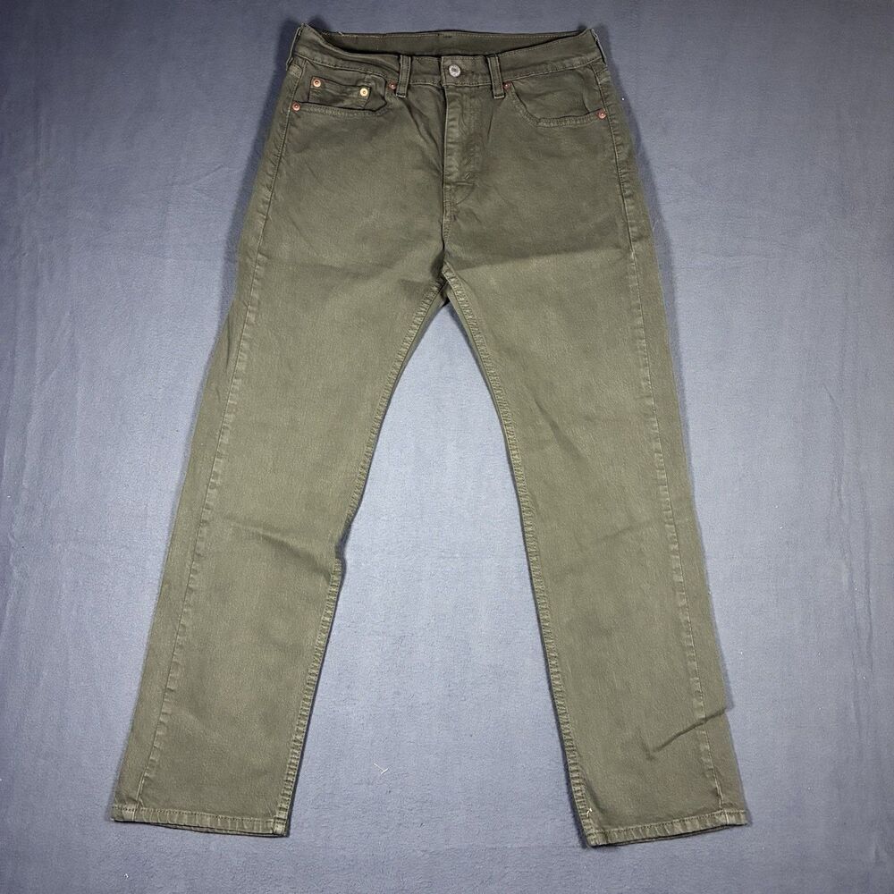Levis 505 Regular Fit Jeans Mens 30x30 Olive Green Eco Ease